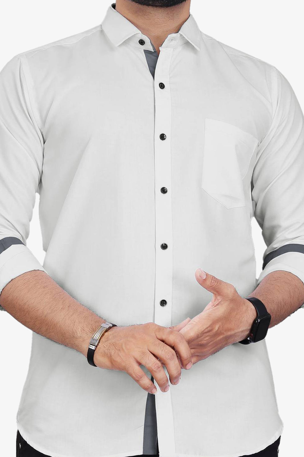 LAFR WHITE | SLIM FIT PREMIUM POLO NECK CASUAL SHIRT | THRENDS