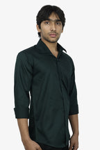 STAN DARK GREEN | SLIM FIT PREMIUM POLO NECK CASUAL SHIRT | ORIGENS