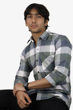 ORDC 2 GRAY WHITE| SLIM FIT PREMIUM POLO NECK CASUAL SHIRT | ORIGENS