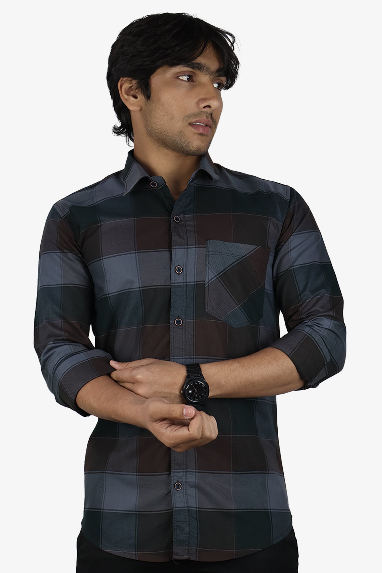 ORDC 2 BROWN DARK | SLIM FIT PREMIUM POLO NECK CASUAL SHIRT | ORIGENS