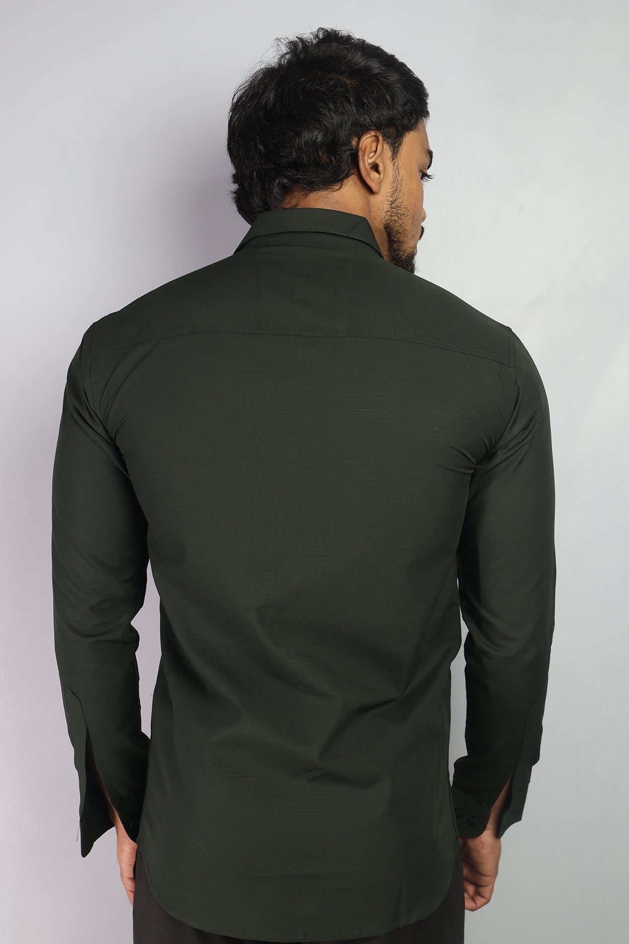 LIN  S BOTTEL GREEN | SLIM FIT PREMIUM POLO NECK CASUAL SHIRT | ORIGENS