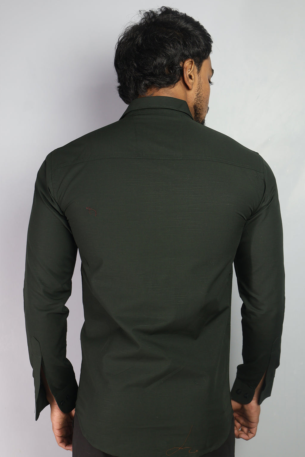 LIN  S BOTTEL GREEN | SLIM FIT PREMIUM POLO NECK CASUAL SHIRT | ORIGENS