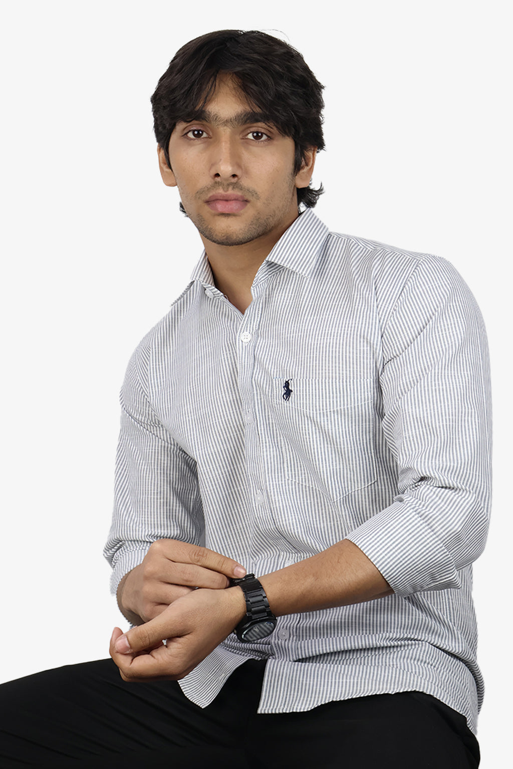 LINL 2 GRAY | SLIM FIT PREMIUM POLO NECK CASUAL SHIRT | ORIGENS