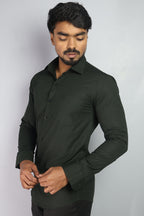 LIN  S BOTTEL GREEN | SLIM FIT PREMIUM POLO NECK CASUAL SHIRT | ORIGENS