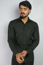 LIN  S BOTTEL GREEN | SLIM FIT PREMIUM POLO NECK CASUAL SHIRT | ORIGENS