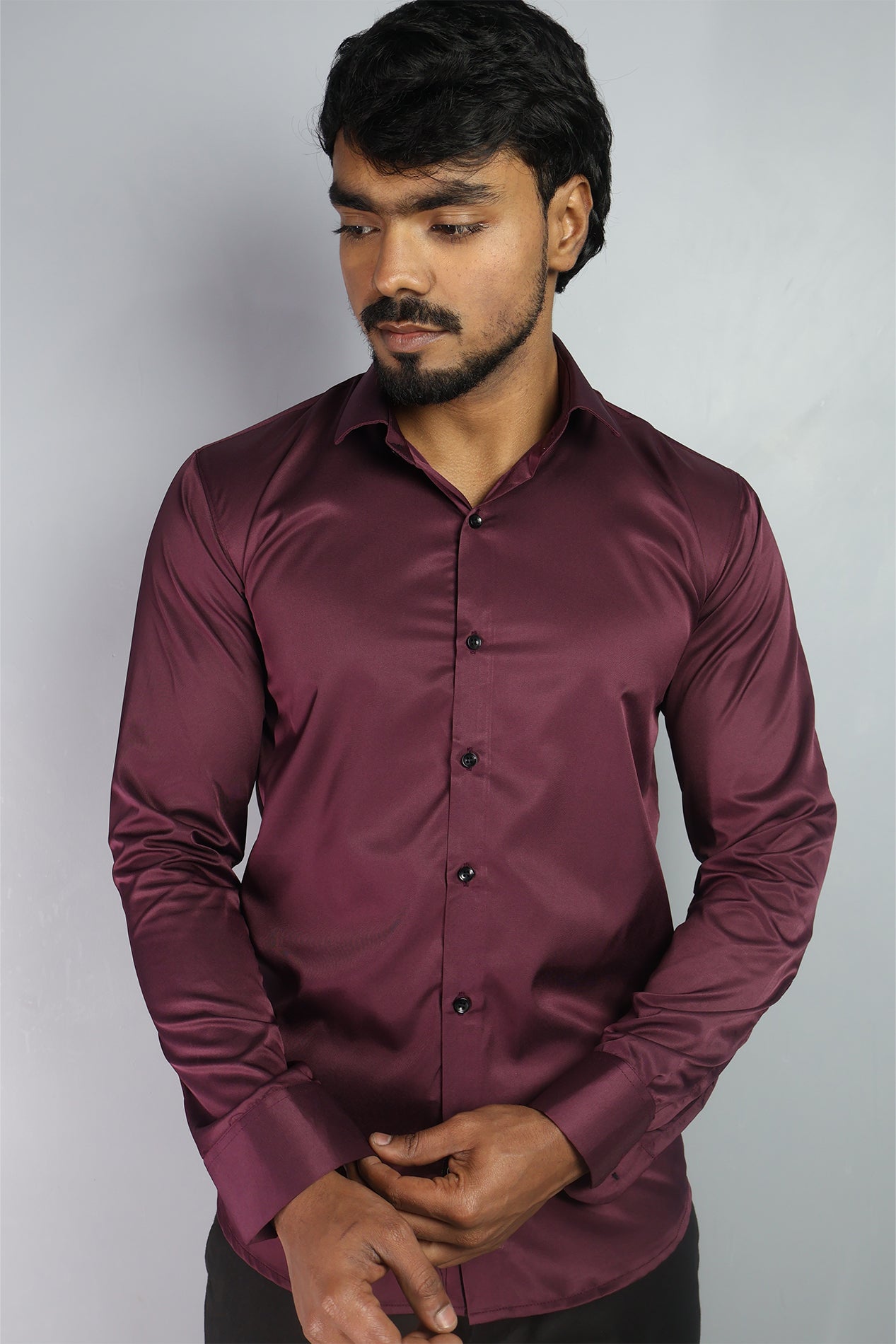 SEEK  S WINE | SLIM FIT PREMIUM POLO NECK CASUAL SHIRT | ORIGENS