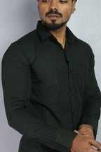 LIN  S BOTTEL GREEN | SLIM FIT PREMIUM POLO NECK CASUAL SHIRT | ORIGENS