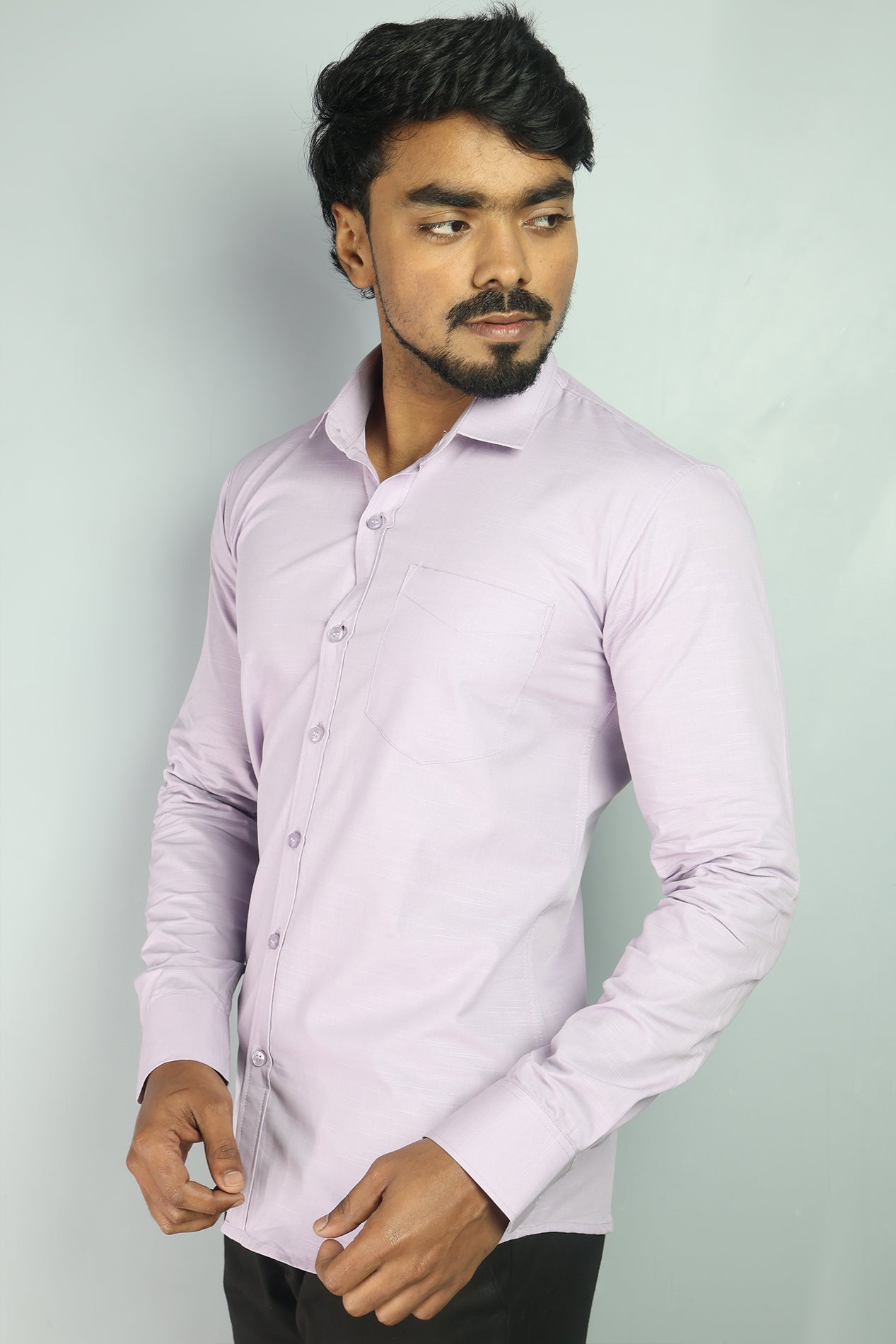 LIN  S LIGHT LEVENDER | SLIM FIT PREMIUM POLO NECK CASUAL SHIRT | ORIGENS