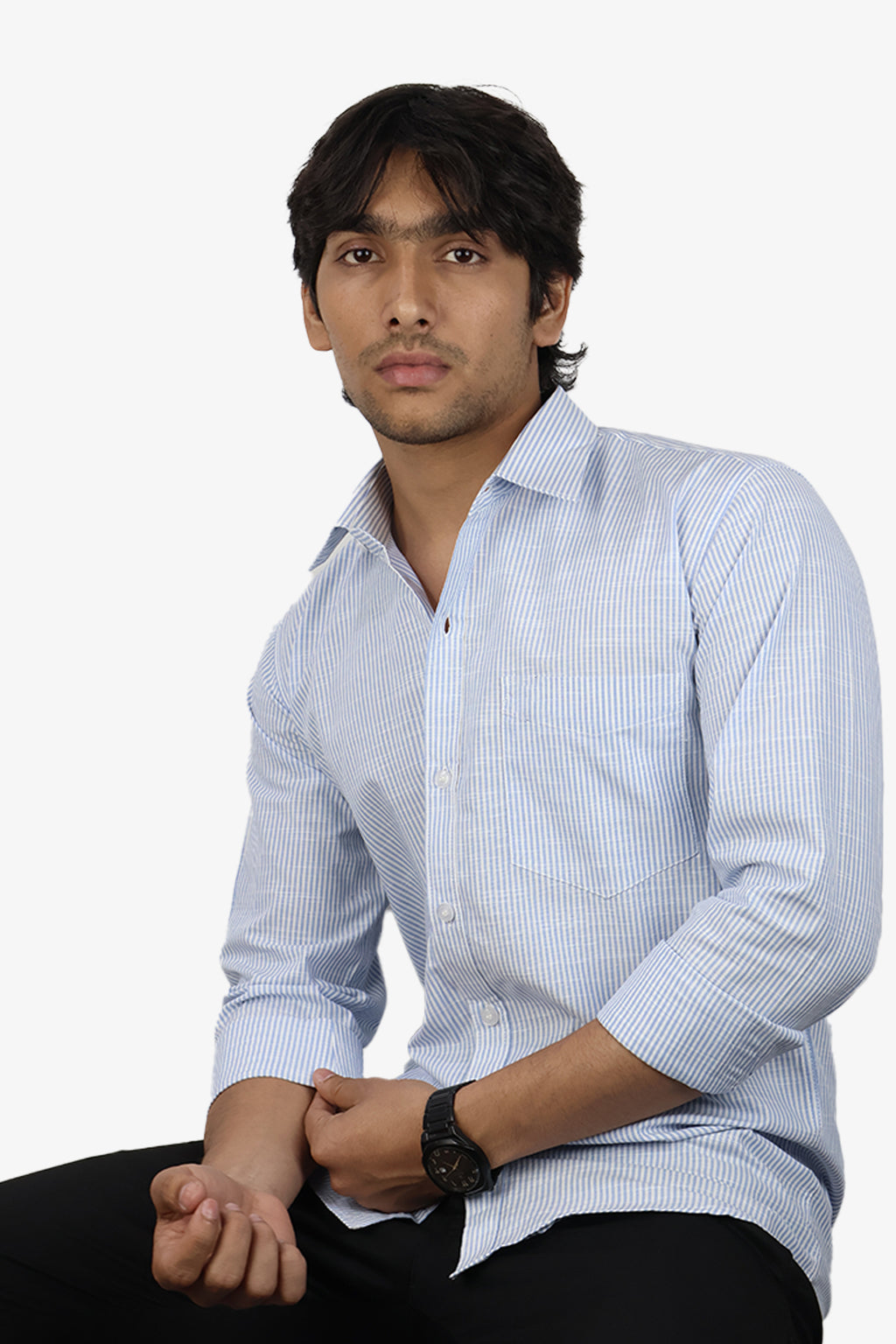 LINL 2 BLUE | SLIM FIT PREMIUM POLO NECK CASUAL SHIRT | ORIGENS