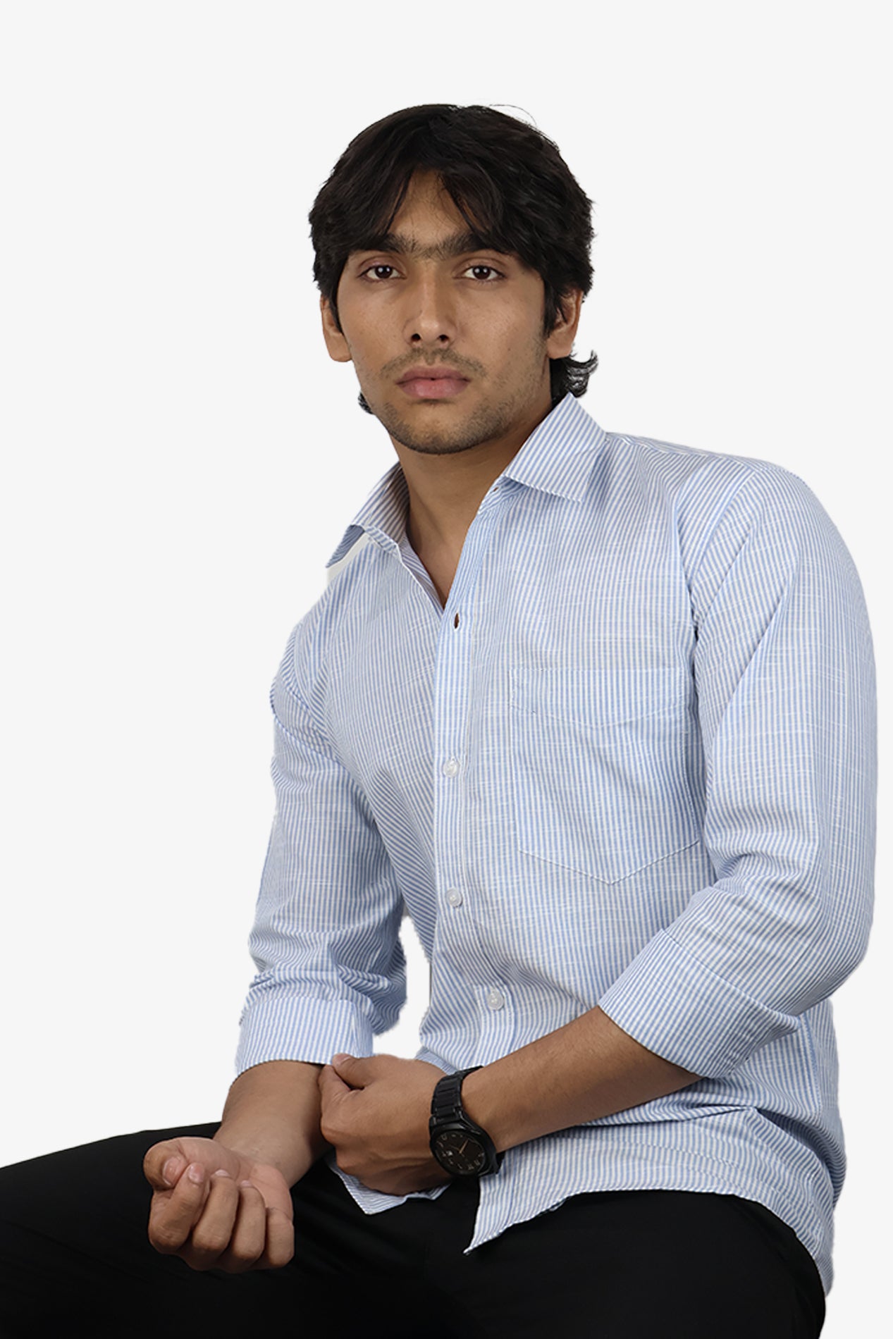 LINL 2 BLUE | SLIM FIT PREMIUM POLO NECK CASUAL SHIRT | ORIGENS