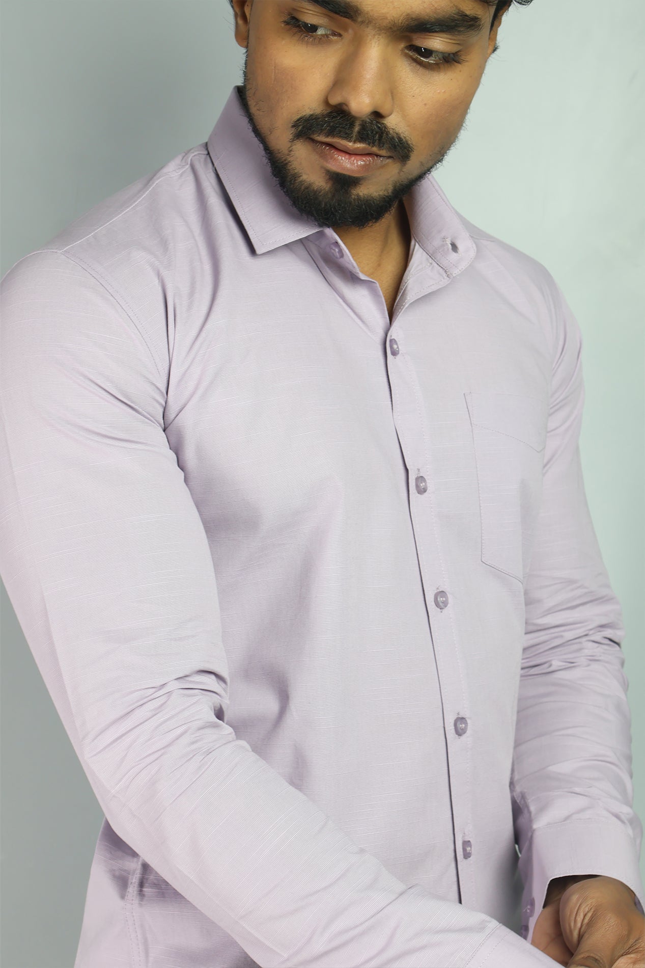 LIN  S LIGHT LEVENDER | SLIM FIT PREMIUM POLO NECK CASUAL SHIRT | ORIGENS