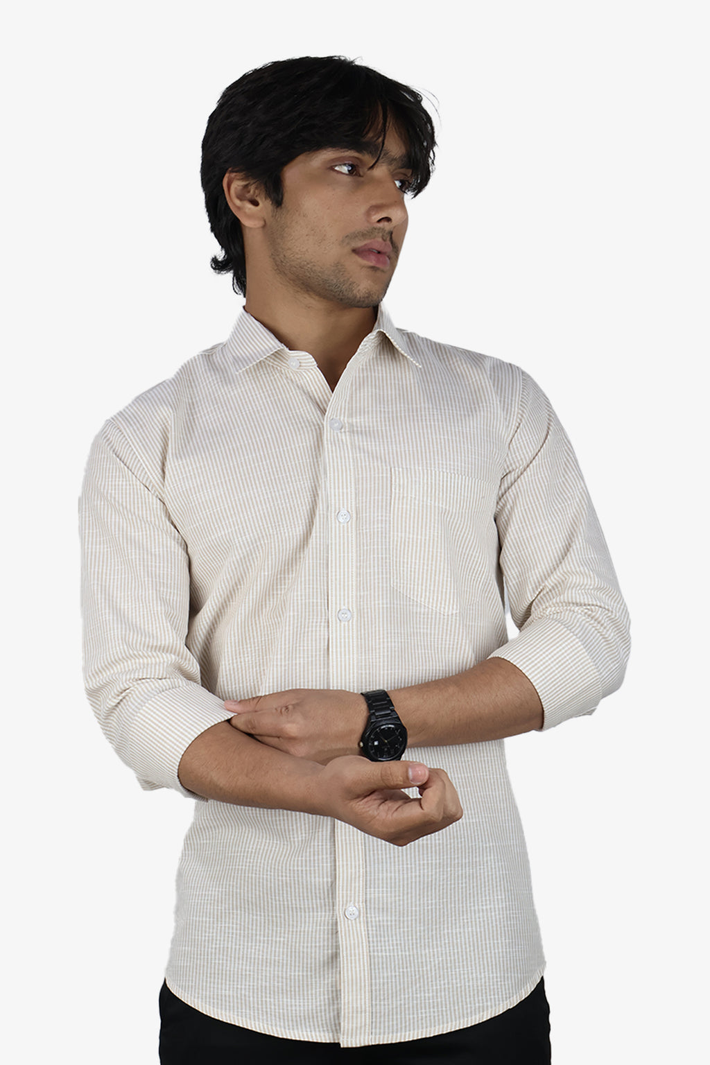 LINL 2 CREAM | SLIM FIT PREMIUM POLO NECK CASUAL SHIRT | ORIGENS