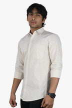 LINL 2 CREAM | SLIM FIT PREMIUM POLO NECK CASUAL SHIRT | ORIGENS