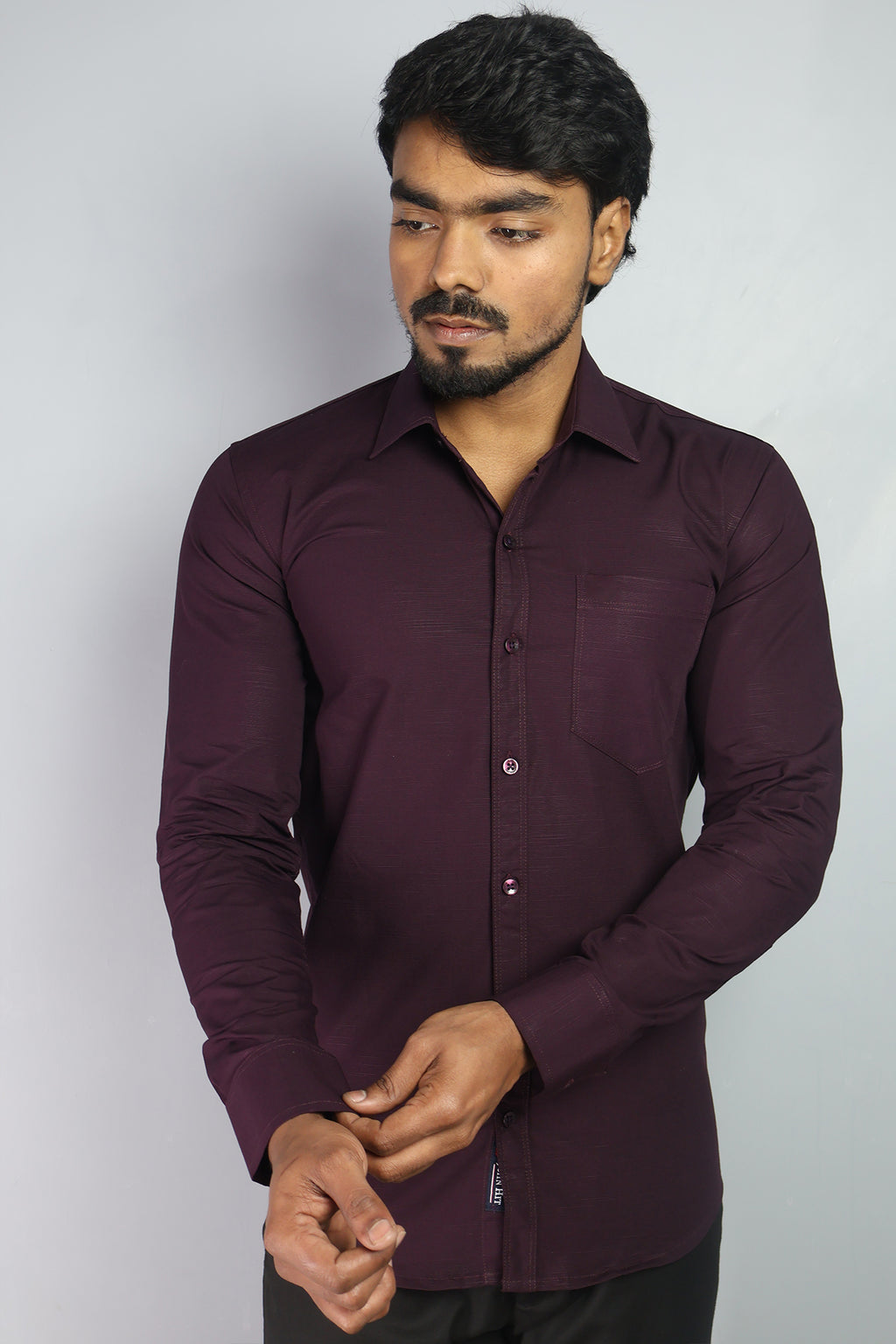 LIN  S WINE | SLIM FIT PREMIUM POLO NECK CASUAL SHIRT | ORIGENS