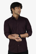 LIN WINE | SLIM FIT PREMIUM POLO NECK CASUAL SHIRT | ORIGENS