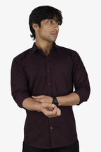 LIN WINE | SLIM FIT PREMIUM POLO NECK CASUAL SHIRT | ORIGENS