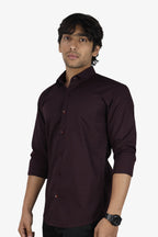 LIN WINE | SLIM FIT PREMIUM POLO NECK CASUAL SHIRT | ORIGENS