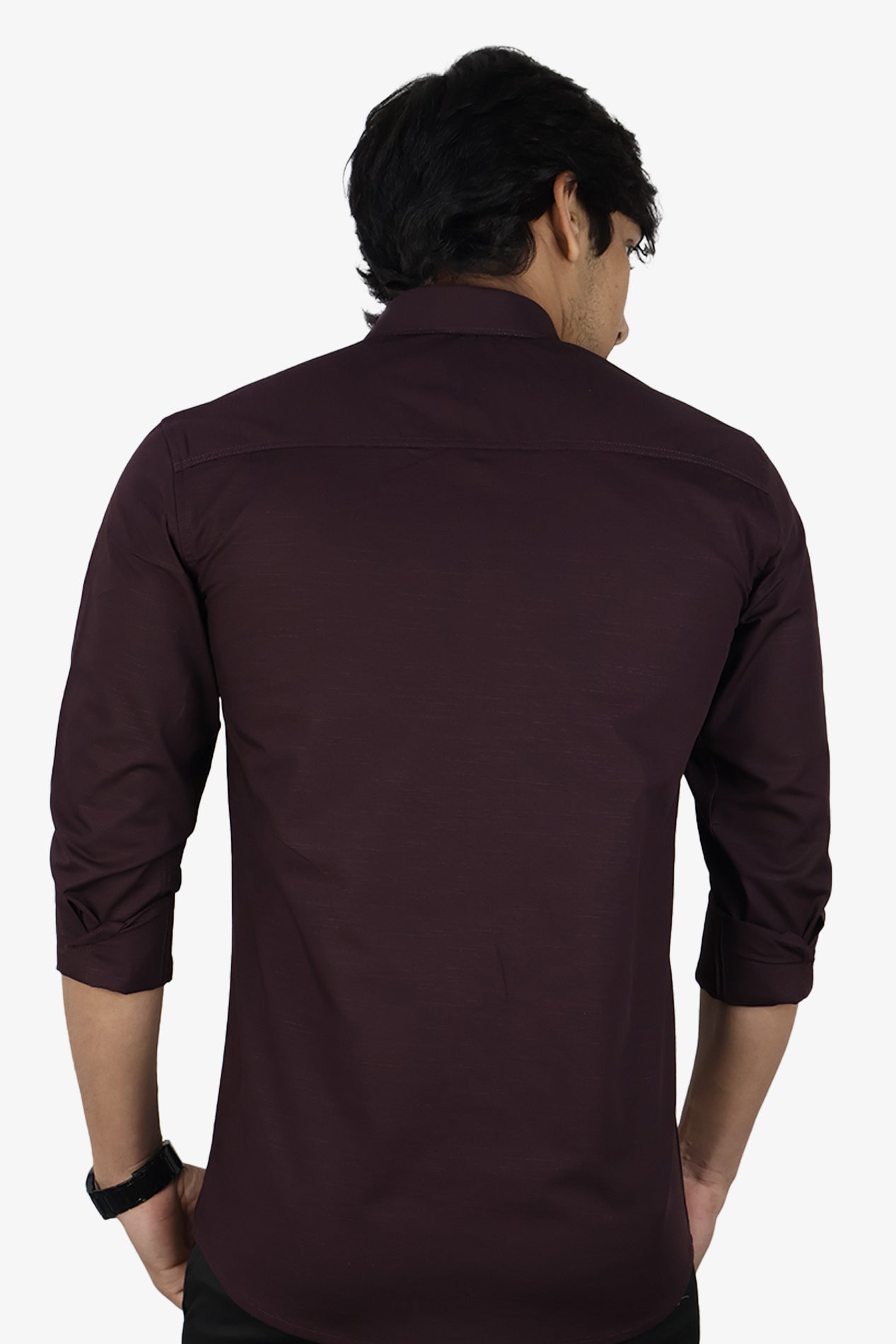 LIN WINE | SLIM FIT PREMIUM POLO NECK CASUAL SHIRT | ORIGENS