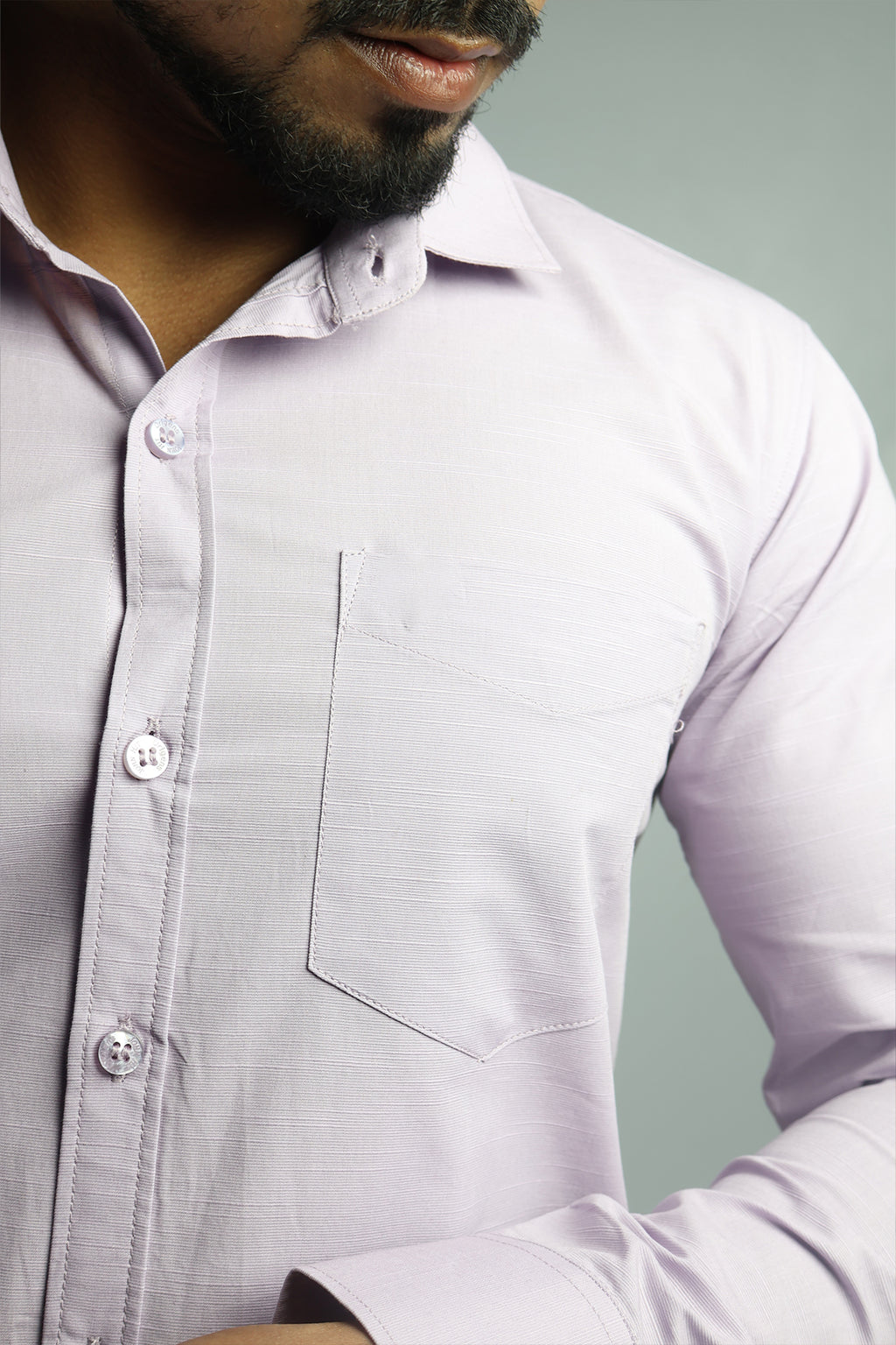LIN  S LIGHT LEVENDER | SLIM FIT PREMIUM POLO NECK CASUAL SHIRT | ORIGENS