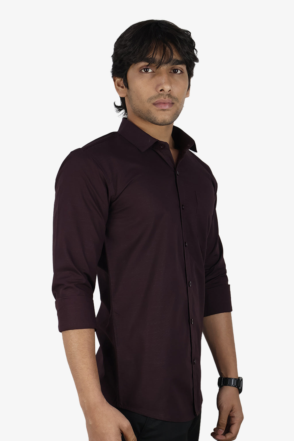 LIN WINE | SLIM FIT PREMIUM POLO NECK CASUAL SHIRT | ORIGENS