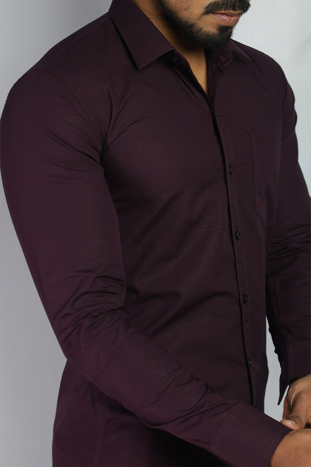 LIN  S WINE | SLIM FIT PREMIUM POLO NECK CASUAL SHIRT | ORIGENS