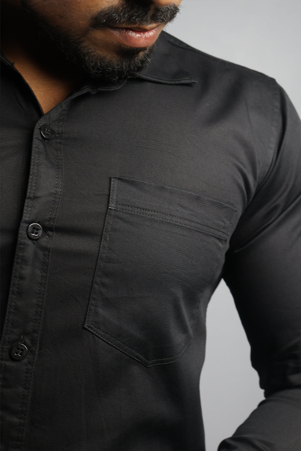 TWEE BLACK | SLIM FIT PREMIUM POLO NECK CASUAL SHIRT | ORIGENS