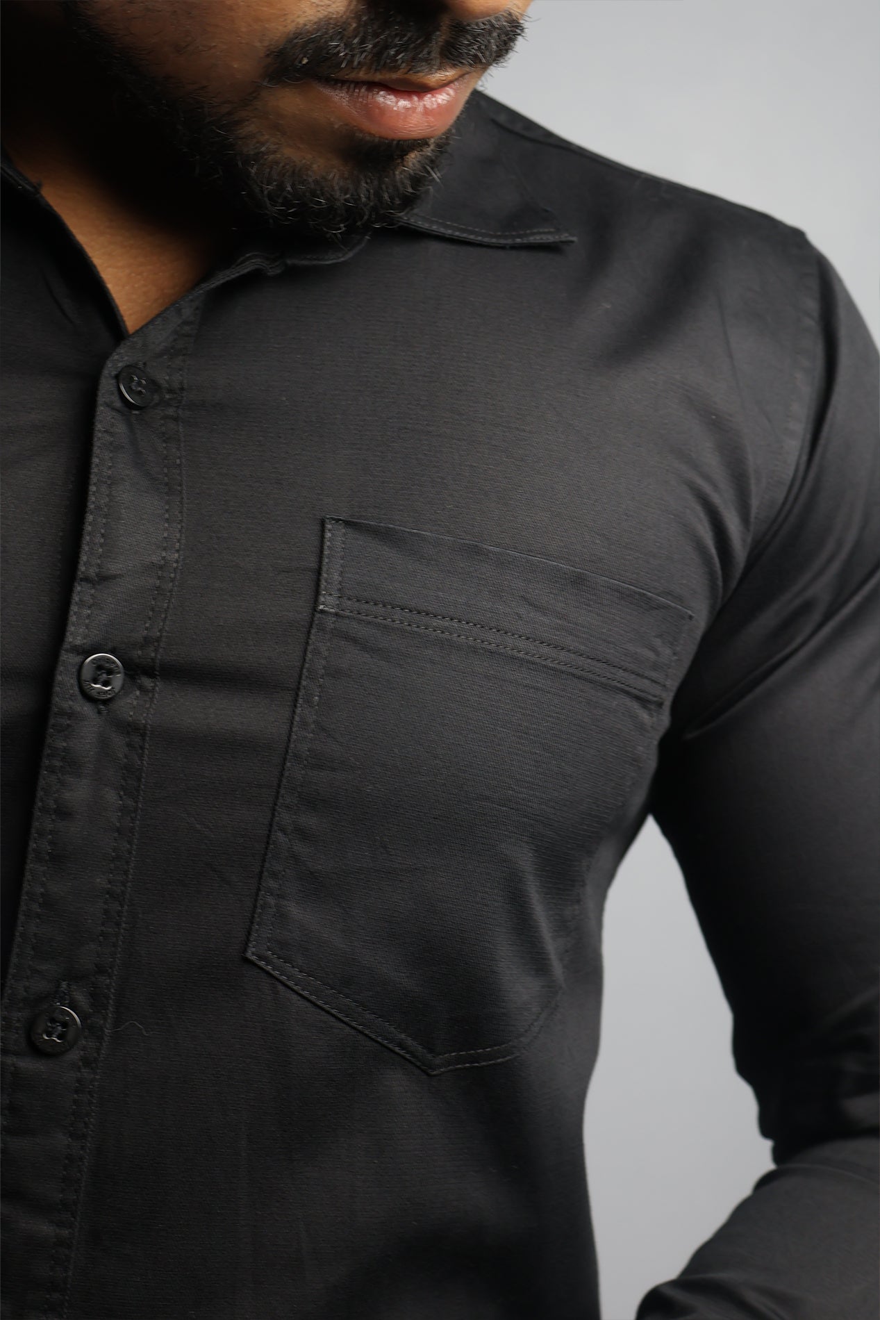 TWEE BLACK | SLIM FIT PREMIUM POLO NECK CASUAL SHIRT | ORIGENS