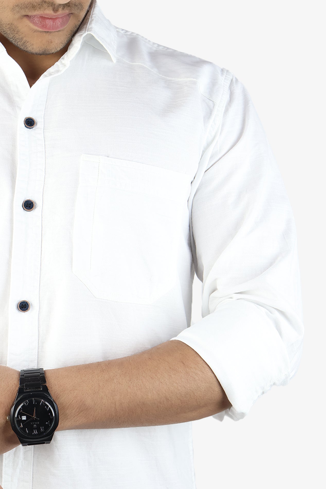 ROXX  S WHITE | SLIM FIT PREMIUM POLO NECK CASUAL SHIRT | ORIGENS