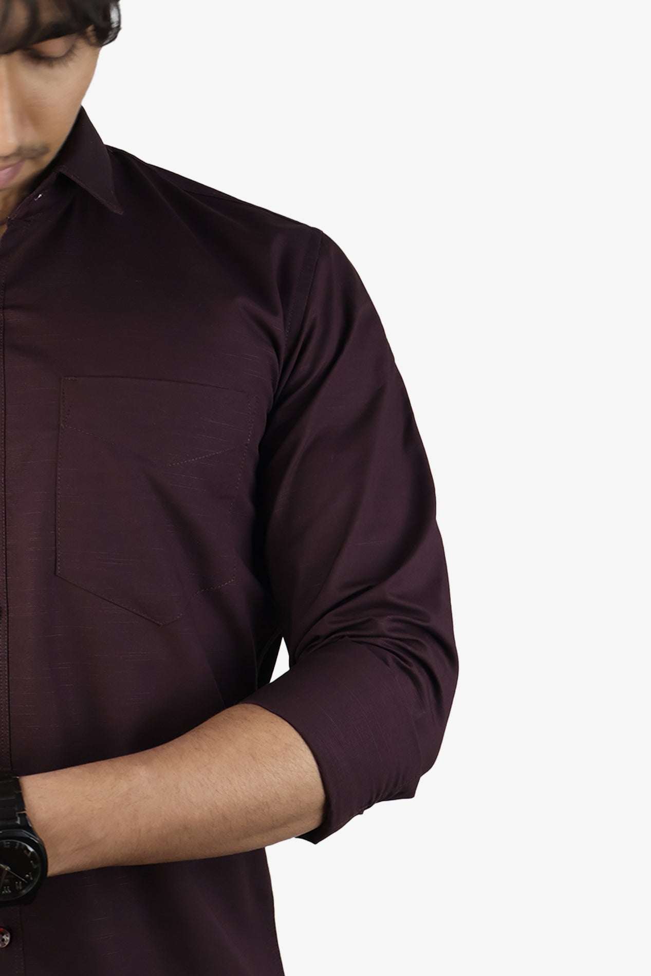 LIN WINE | SLIM FIT PREMIUM POLO NECK CASUAL SHIRT | ORIGENS
