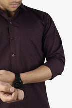 LIN WINE | SLIM FIT PREMIUM POLO NECK CASUAL SHIRT | ORIGENS