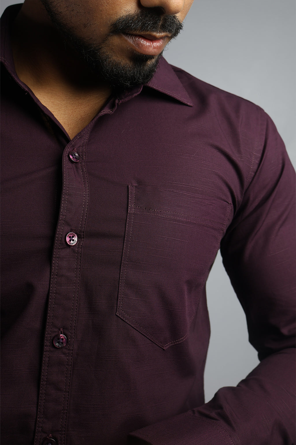 LIN  S WINE | SLIM FIT PREMIUM POLO NECK CASUAL SHIRT | ORIGENS