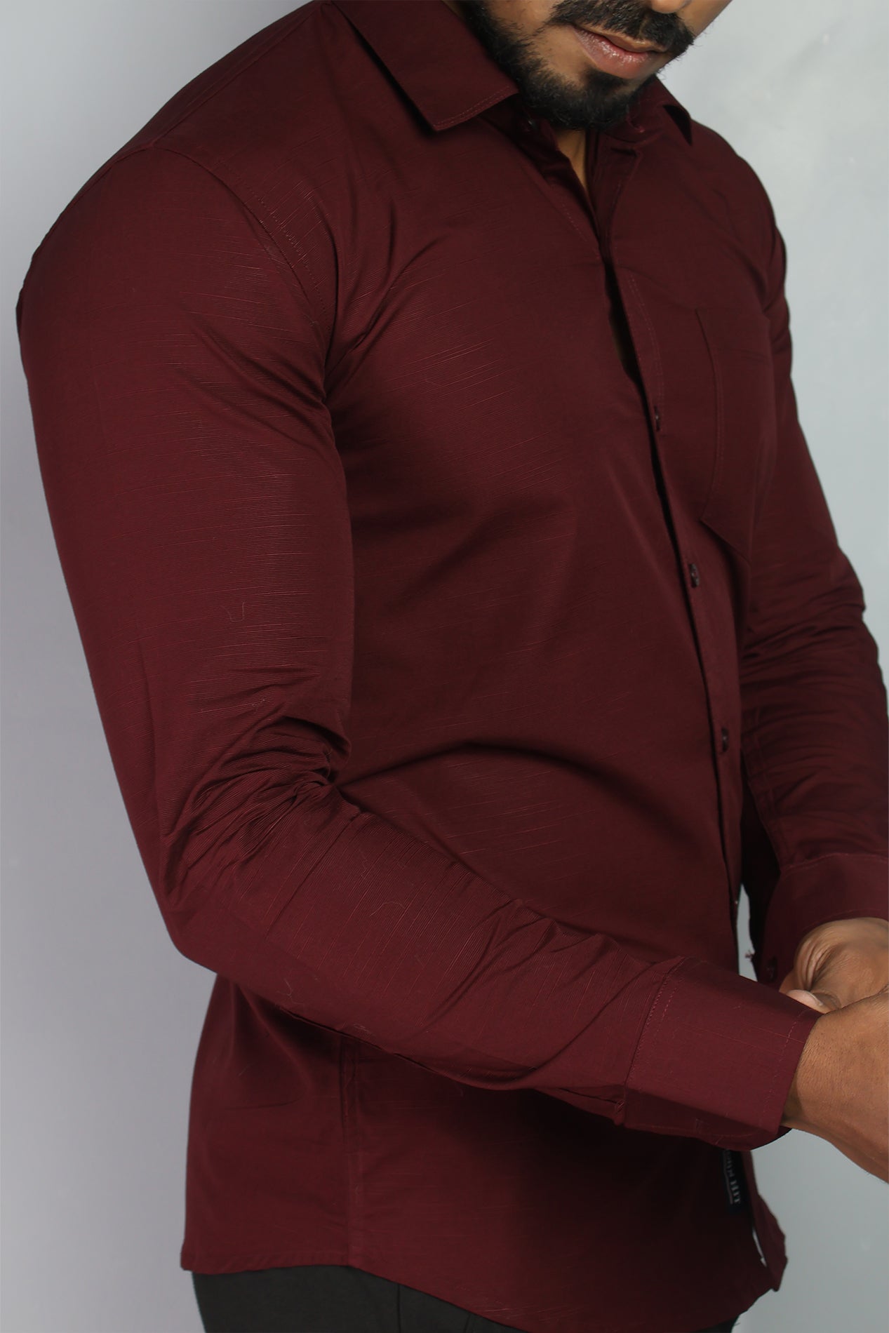 LIN  S MAROON | SLIM FIT PREMIUM POLO NECK CASUAL SHIRT | ORIGENS