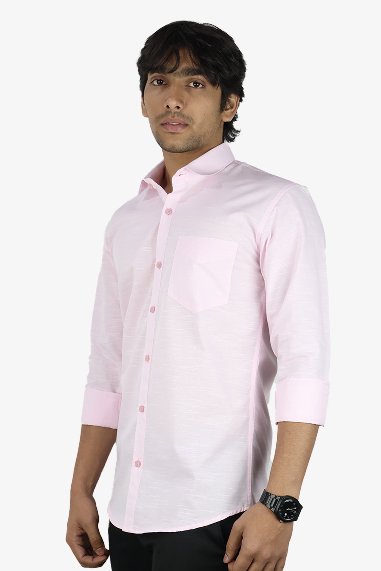 LIN PINK | SLIM FIT PREMIUM POLO NECK CASUAL SHIRT | ORIGENS