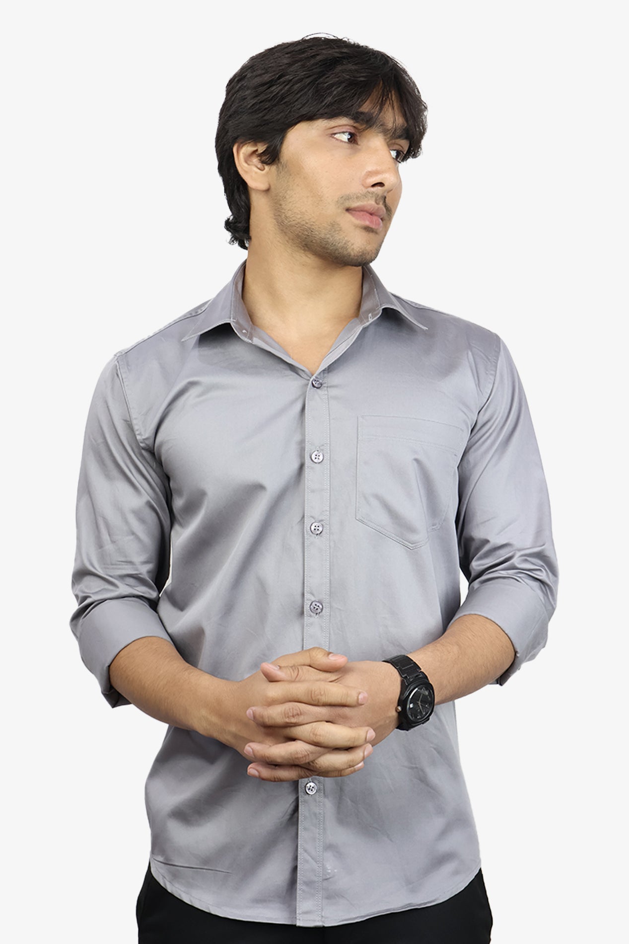 STAN DARK GRAY | SLIM FIT PREMIUM POLO NECK CASUAL SHIRT | ORIGENS