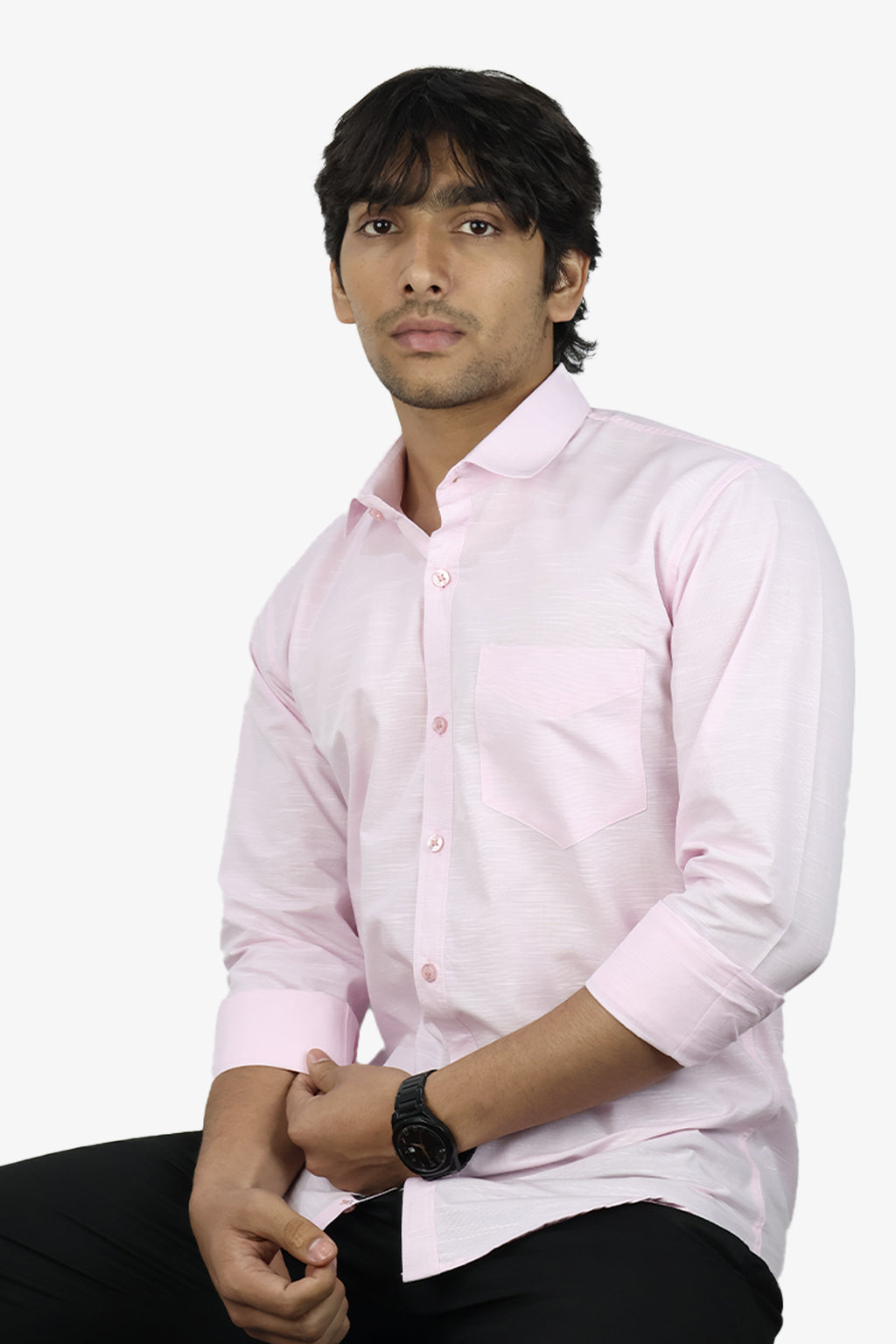 LIN PINK | SLIM FIT PREMIUM POLO NECK CASUAL SHIRT | ORIGENS