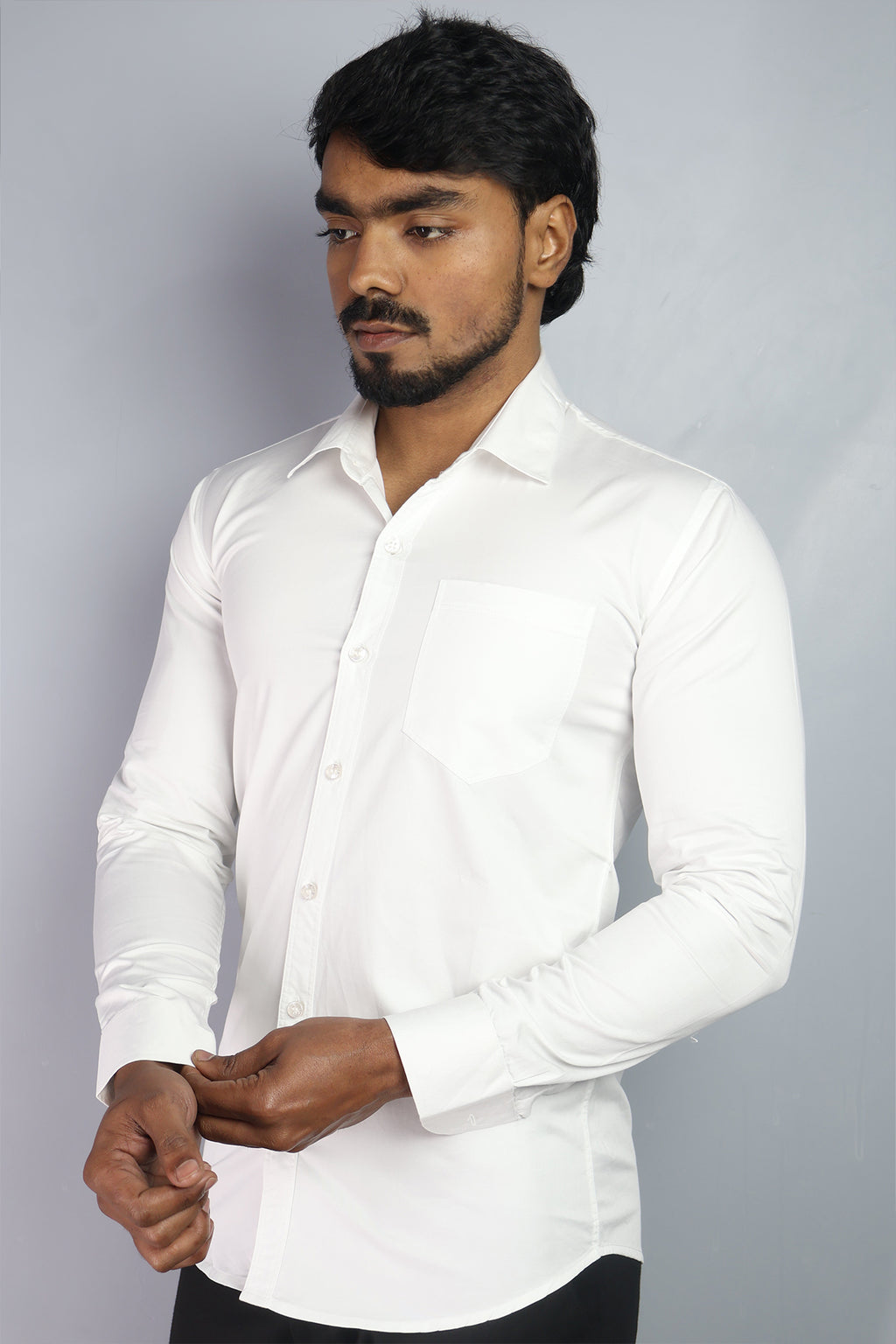 STAN  S WHITE | SLIM FIT PREMIUM POLO NECK CASUAL SHIRT | ORIGENS