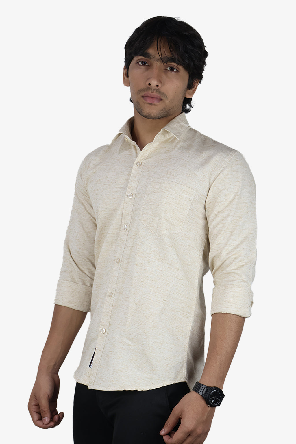 KED CREAM | SLIM FIT PREMIUM POLO NECK CASUAL SHIRT | ORIGENS