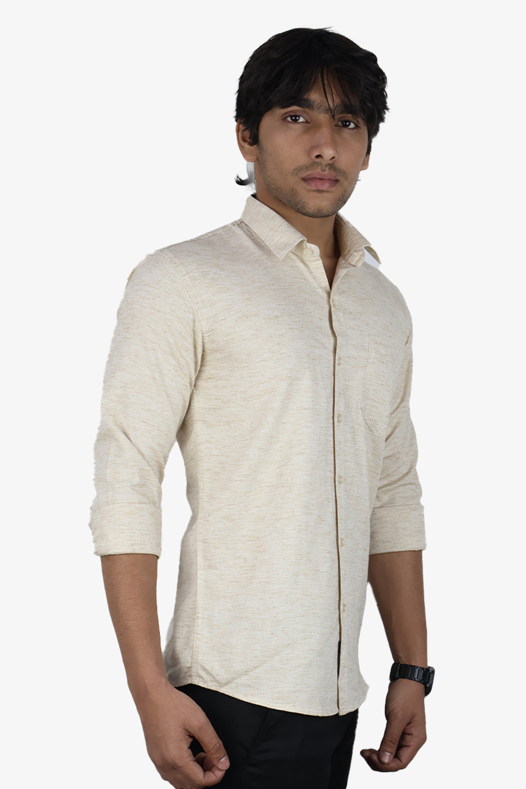 KED CREAM | SLIM FIT PREMIUM POLO NECK CASUAL SHIRT | ORIGENS