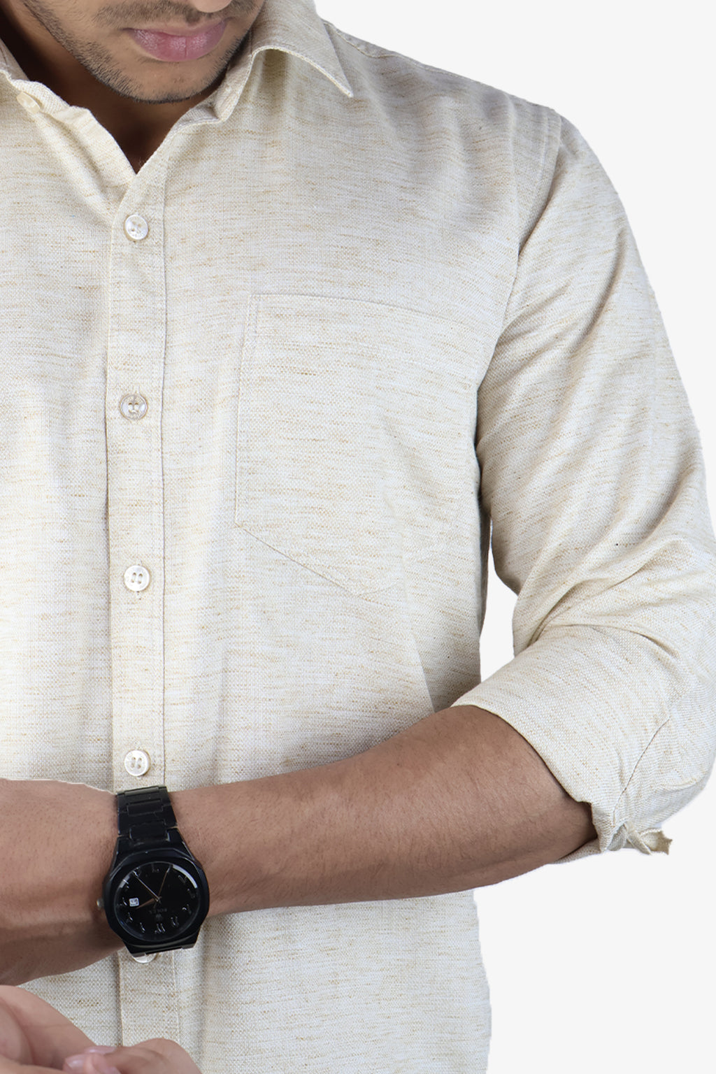 KED CREAM | SLIM FIT PREMIUM POLO NECK CASUAL SHIRT | ORIGENS