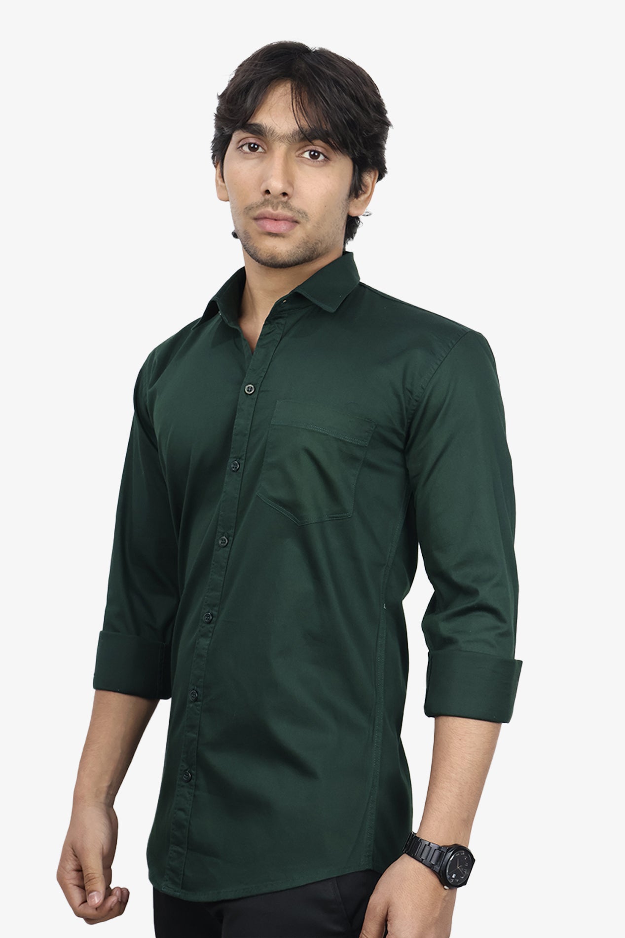 TWEE DARK GREEN | SLIM FIT PREMIUM POLO NECK CASUAL SHIRT | ORIGENS