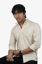 KED CREAM | SLIM FIT PREMIUM POLO NECK CASUAL SHIRT | ORIGENS
