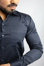 STAN  S NAVI BLUE | SLIM FIT PREMIUM POLO NECK CASUAL SHIRT | ORIGENS