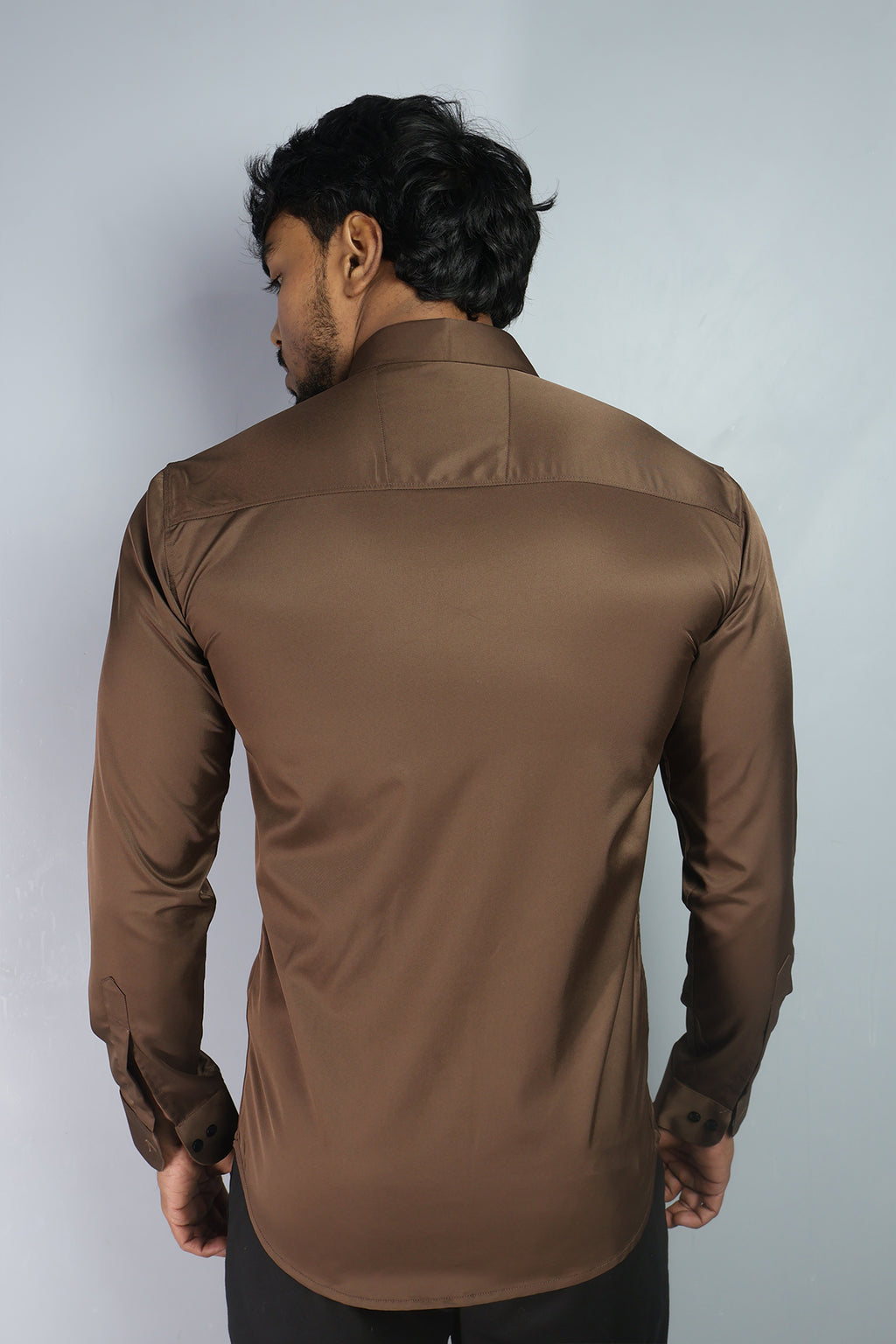 SEEK  S DARK BROWN | SLIM FIT PREMIUM POLO NECK CASUAL SHIRT | ORIGENS