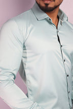 SEEK  S FIROZI BLUE | SLIM FIT PREMIUM POLO NECK CASUAL SHIRT | ORIGENS