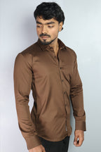STAN S COFFEE BROWN | SLIM FIT PREMIUM POLO NECK CASUAL SHIRT | ORIGENS