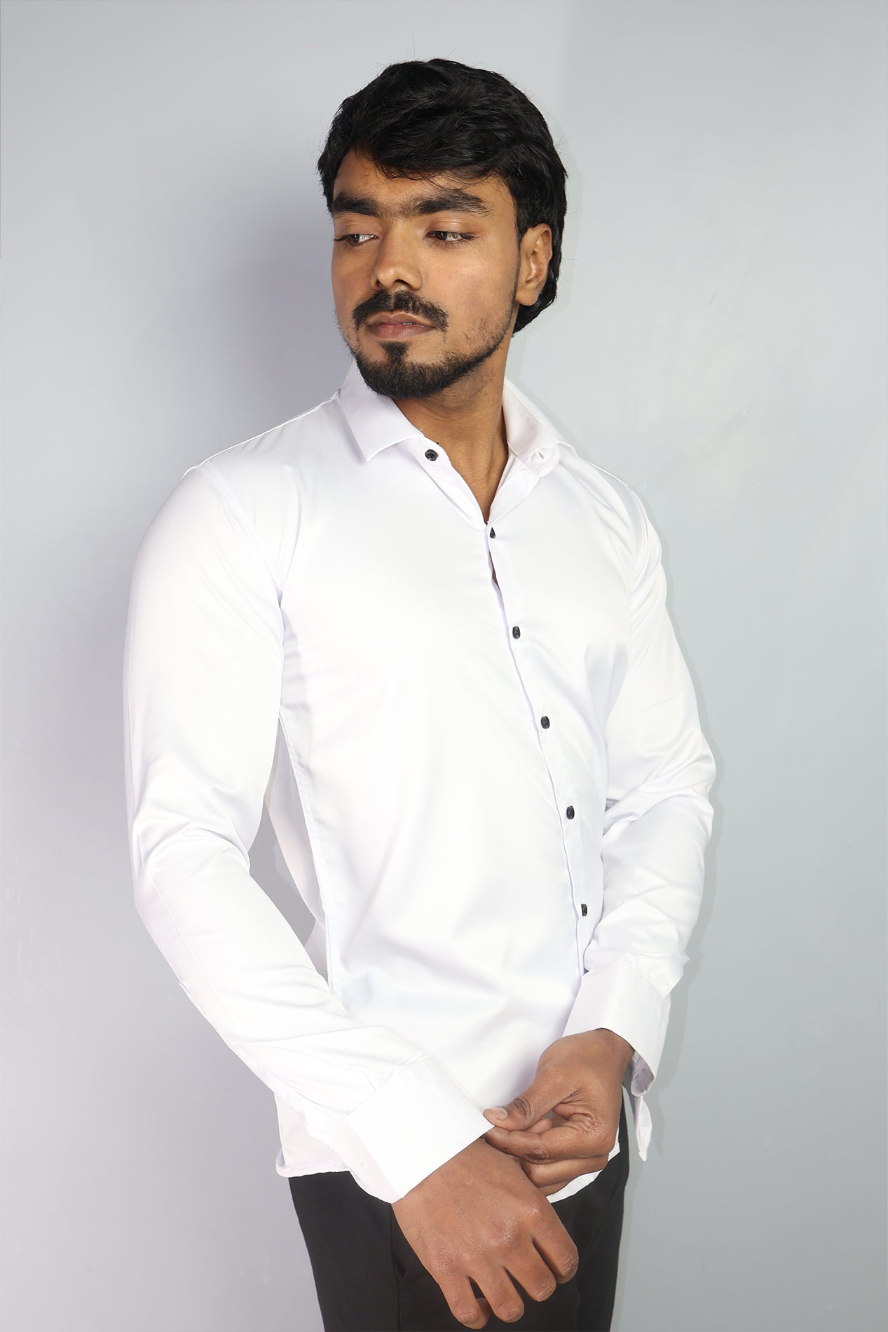 SEEK  S WHITE | SLIM FIT PREMIUM POLO NECK CASUAL SHIRT | ORIGENS