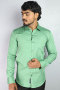 STAN PARROT GREEN | SLIM FIT PREMIUM POLO NECK CASUAL SHIRT | ORIGENS
