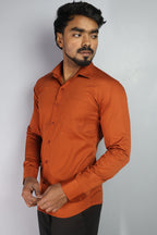 TWEE RUST BROWN | SLIM FIT PREMIUM POLO NECK CASUAL SHIRT | ORIGENS