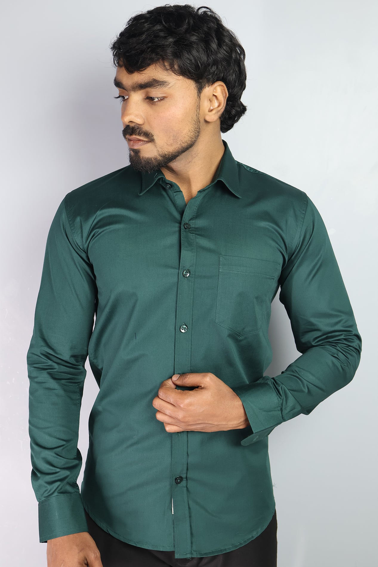 STAN OLIVE GREEN | SLIM FIT PREMIUM POLO NECK CASUAL SHIRT | ORIGENS