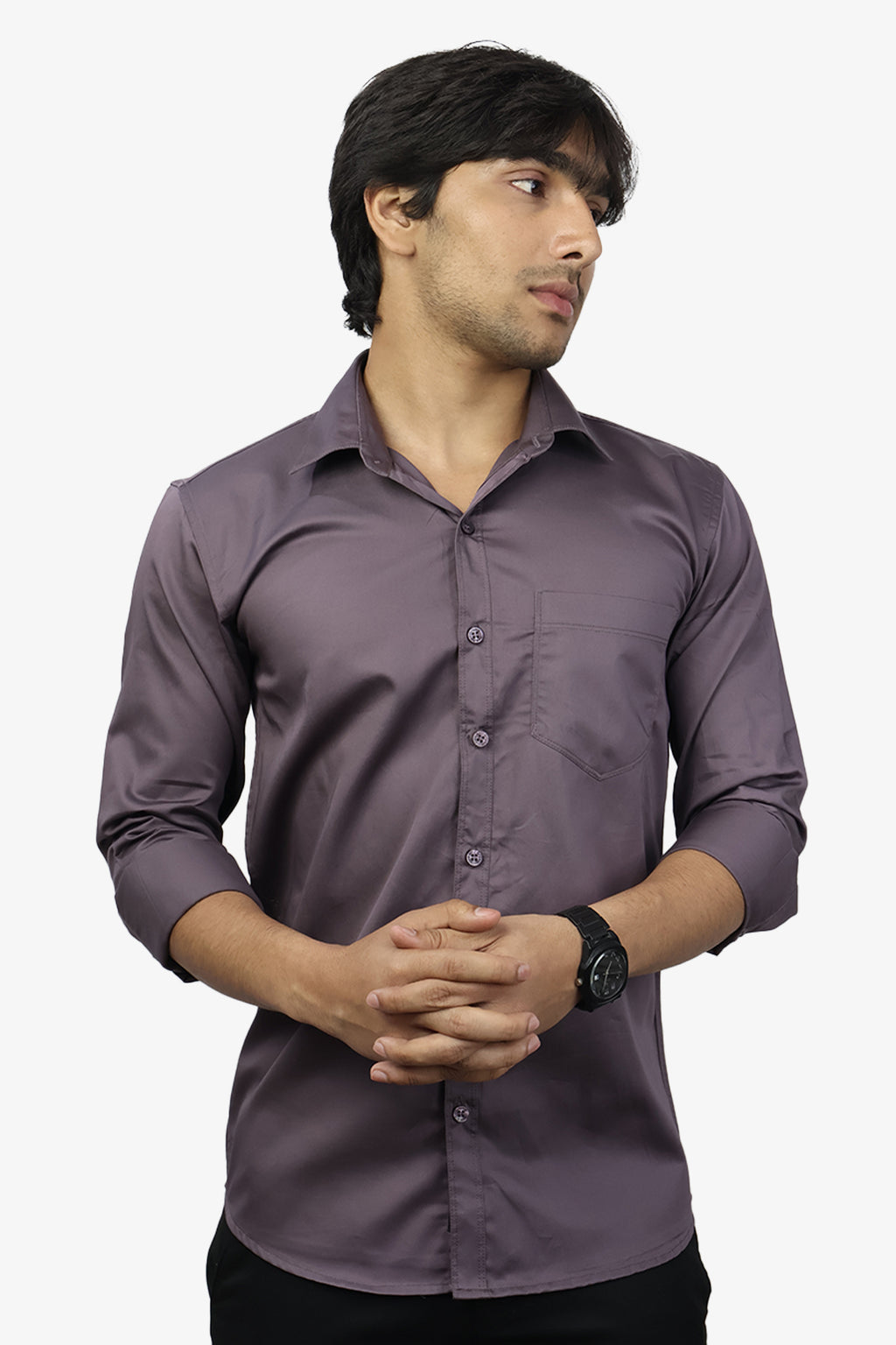 STAN DARK LEVENDER | SLIM FIT PREMIUM POLO NECK CASUAL SHIRT | ORIGENS